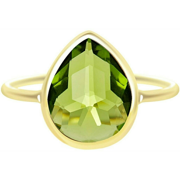 18k Gold Peridot Quartz Ring - Picture 2 of 6